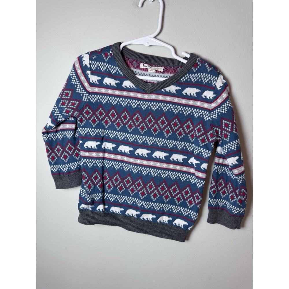 Hatley Gray Fair Isle Winter Bear Sweater Boys Pull Over Sz 3T